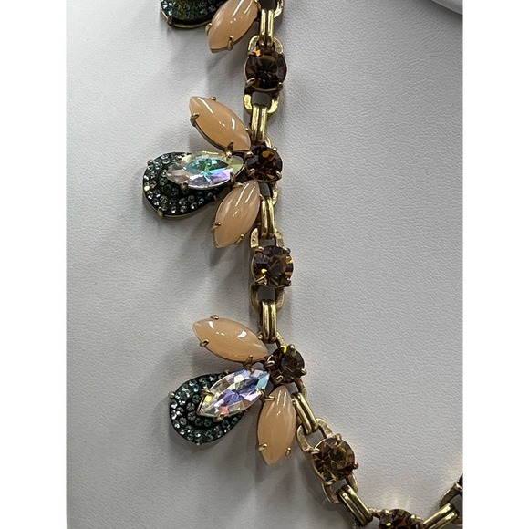 J. Crew Firefly Crystal
AB Peach Topaz Green Collar Statement Floral Necklace - Picture 2 of 16